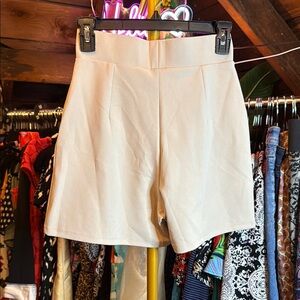 H&M Cream High Waist Structured Shorts